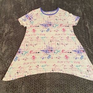 LuLaRoe Purple Trim Abstract Print Top